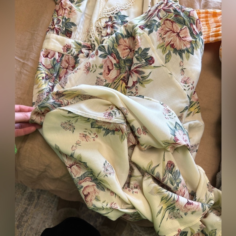 Vintage cottagecore Ambria Floral faux wrap, maxi  Dress with lace collar size 8 - Picture 10 of 12